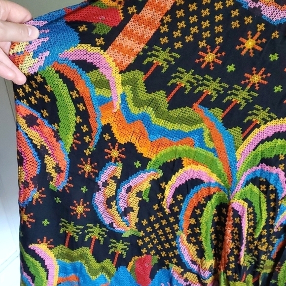 NWT FARM RIO Macaw Island black long sleeve maxi dress size small. - Picture 9 of 10